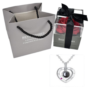 "I Love You" Forever 100 Language Micro Projection Necklace With Optional Rose Box