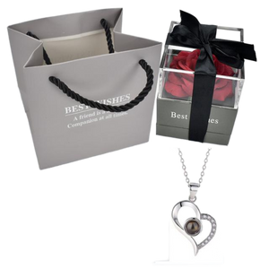 "I Love You" Forever 100 Language Micro Projection Necklace With Optional Rose Box