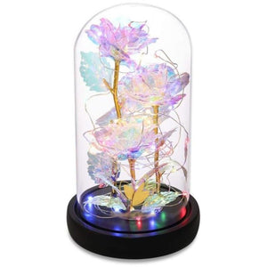 Triple Head Galaxy Enchanted Rose LED Glass Display (4 Colors)