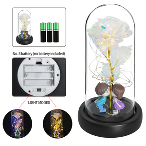 Rainbow Orbs Galaxy Enchanted Rose LED Glass Display (7 Designs)