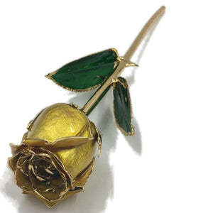 Preserved 24k Gold Long Stem Immortal Rose Closed Bud (11 Colors) with Display Stand