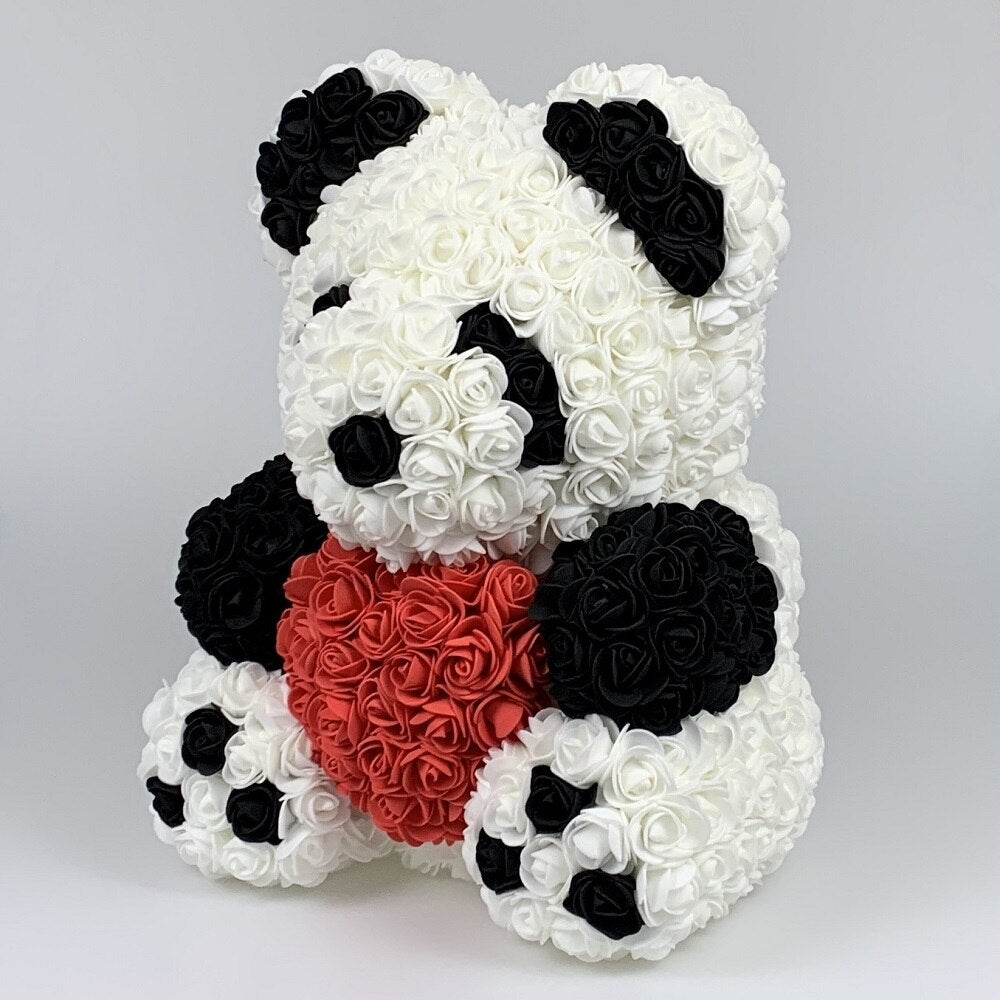 XL Panda Enchanted Forever Rose Heart Teddy Bear (2 Designs)