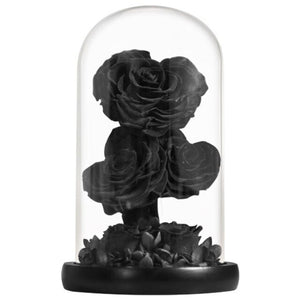 Heart Shaped Immortal Enchanted Preserved Rose Glass Display (3 Colors) 2 Sizes