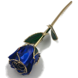Preserved 24k Gold Long Stem Immortal Rose Closed Bud (11 Colors) with Display Stand