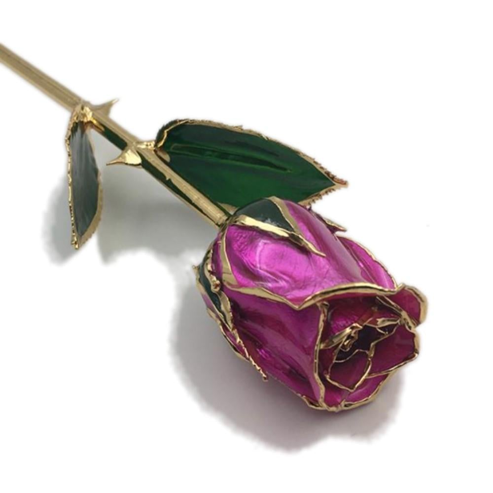 Preserved 24k Gold Long Stem Immortal Rose Closed Bud (11 Colors) with Display Stand