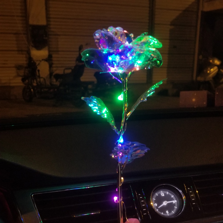 Upgraded 24k "Galaxy" Gold Rose "Love You For Life" Love Light Up With Display Stand