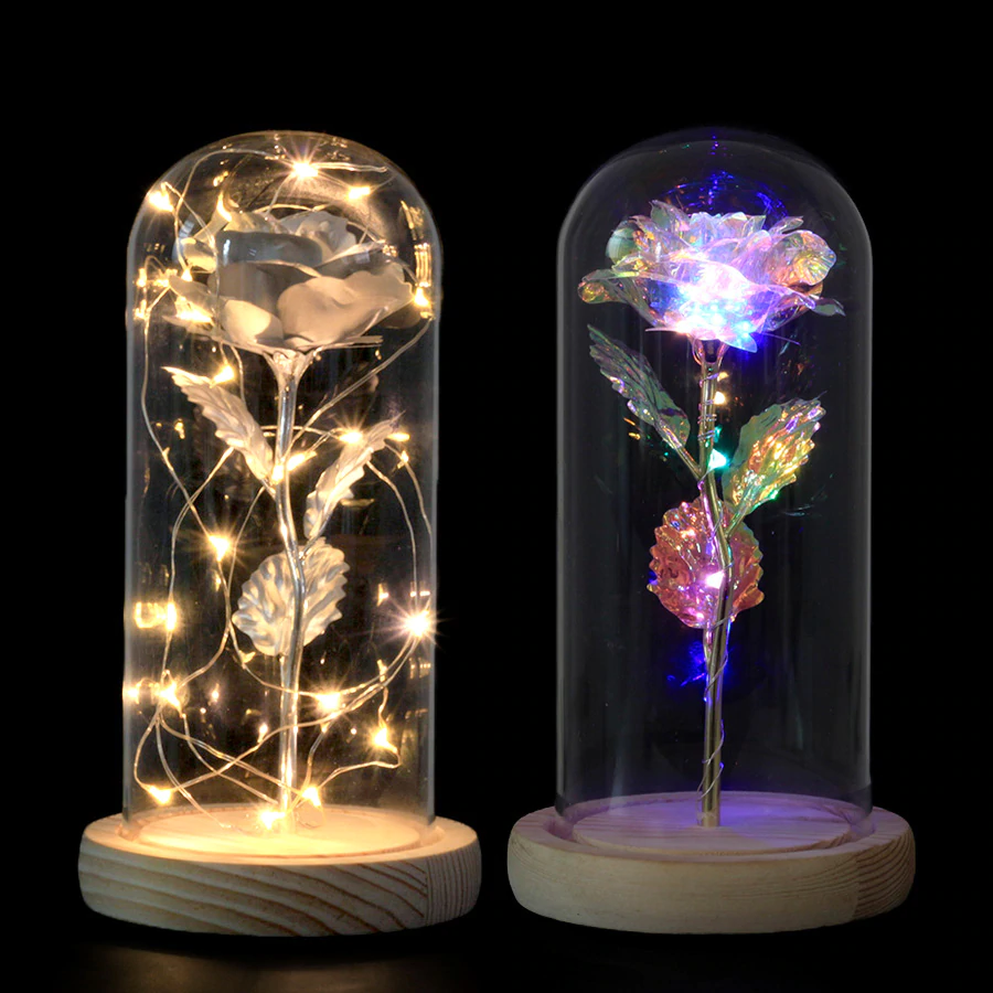 Galaxy Enchanted Rose LED Glass Display