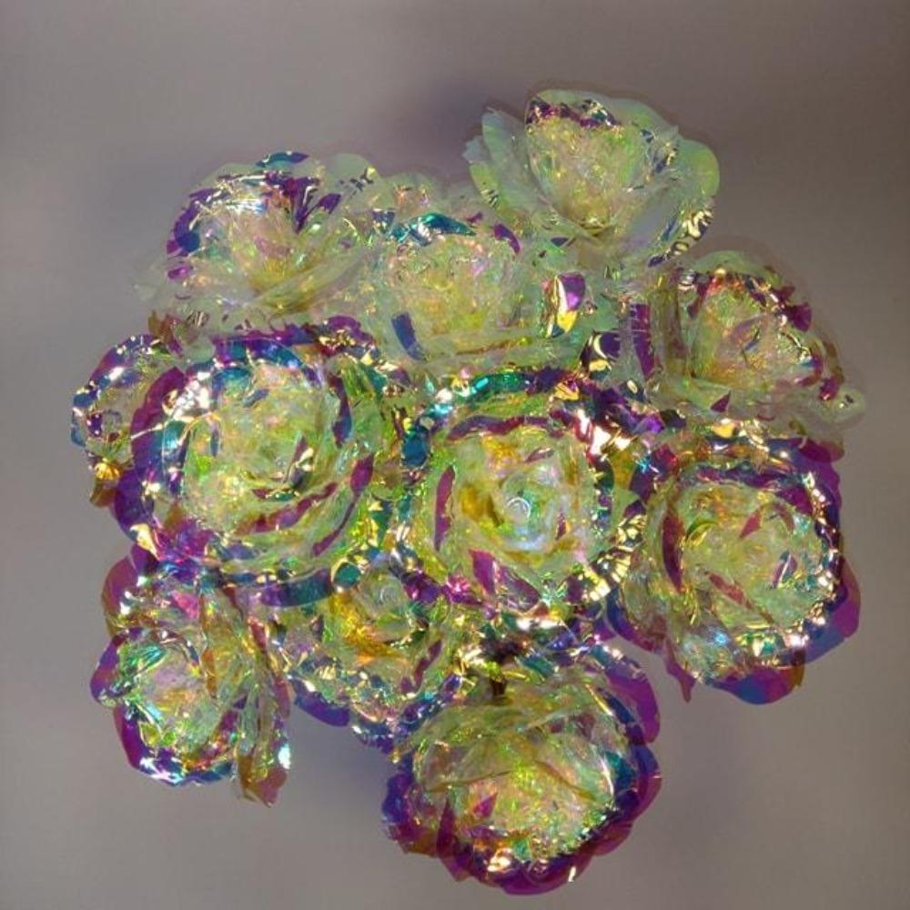 Galaxy Rose One Dozen 12 Flower Arrangement Round Suede Box & 3D Pop Up Gift Card