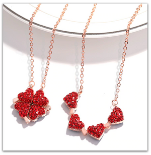 Four 4 Leaf Clover Heart Necklace Sterling Silver with Optional Rose Gift Box