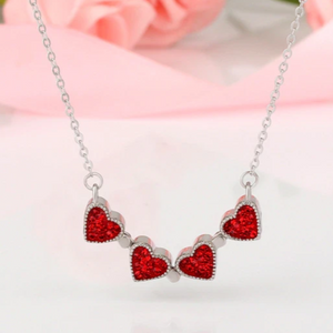 Four 4 Leaf Clover Heart Necklace Sterling Silver with Optional Rose Gift Box