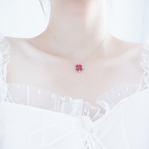Four 4 Leaf Clover Heart Necklace Sterling Silver with Optional Rose Gift Box