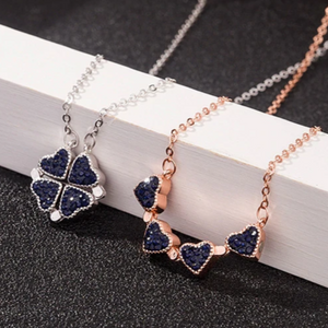 Four 4 Leaf Clover Heart Necklace Sterling Silver with Optional Rose Gift Box