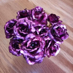 Galaxy Rose One Dozen 12 Flower Arrangement Round Suede Box & 3D Pop Up Gift Card