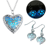 Eternal Heart Bundle Necklace & Earrings Glows In The Dark