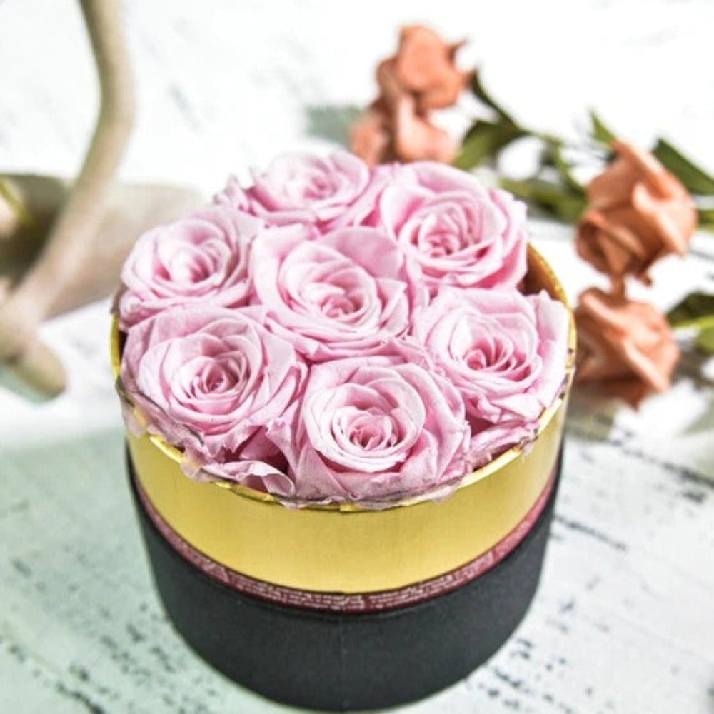 Luxurious Immortal Enchanted Preserved Rose In Round Gift Box (4 Sizes) 7 Colors