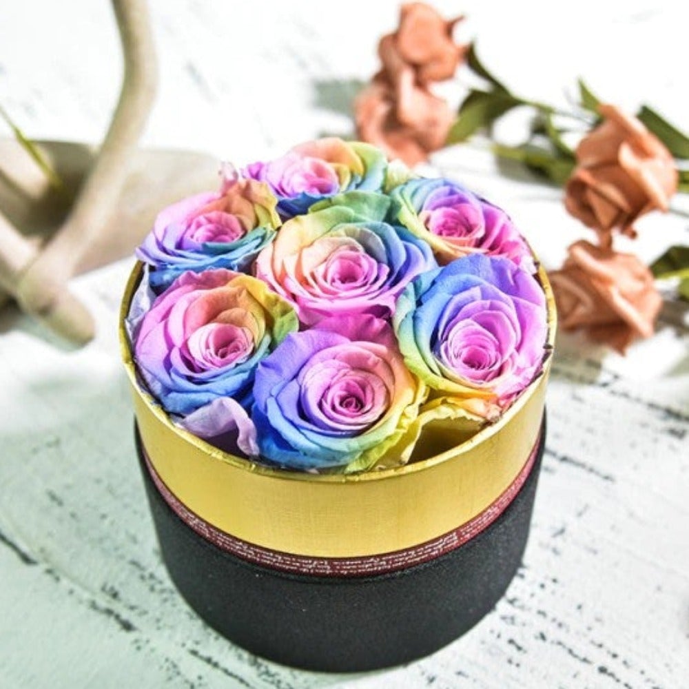 Luxurious Immortal Enchanted Preserved Rose In Round Gift Box (4 Sizes) 7 Colors