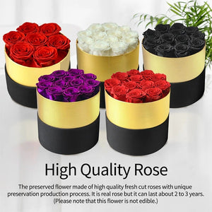 Luxurious Immortal Enchanted Preserved Rose In Round Gift Box (4 Sizes) 7 Colors