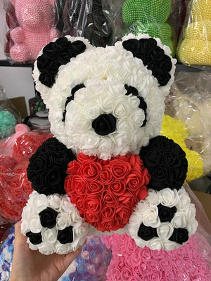 XL Panda Enchanted Forever Rose Heart Teddy Bear (2 Designs)