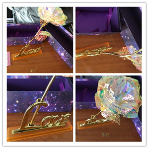 24k "Galaxy" Gold Rose "Love You For Life" Love w/Light or Display Stand