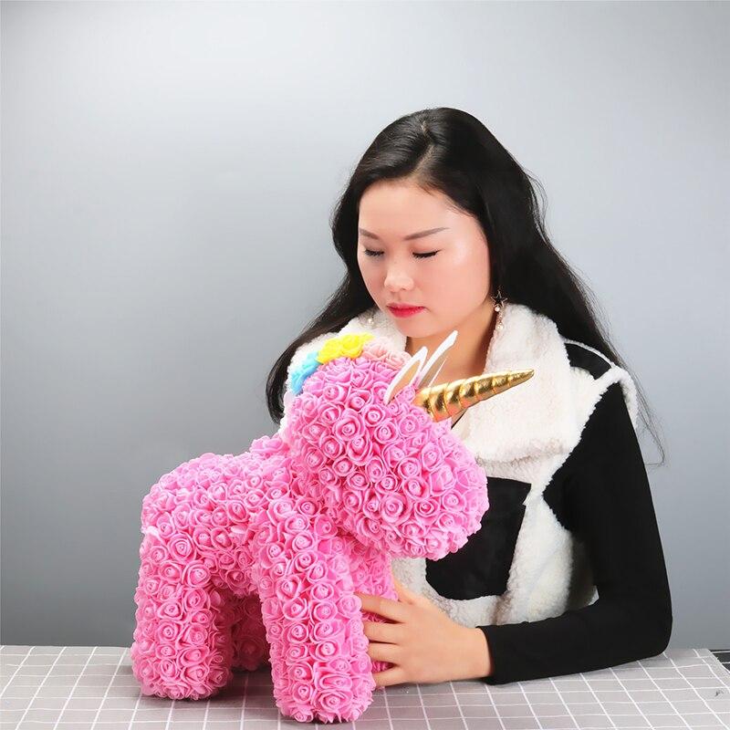 Standing Unicorn Rose Bear Large (5 Colors)