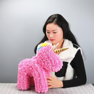 Standing Unicorn Rose Bear Large (5 Colors)