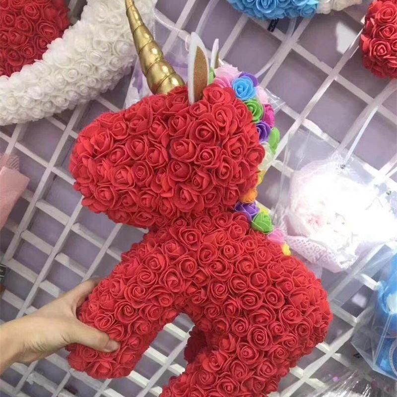 Standing Unicorn Rose Bear Large (5 Colors)