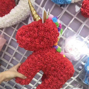 Standing Unicorn Rose Bear Large (5 Colors)