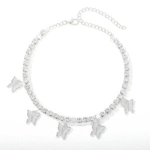 Iced Butterfly Pendant Anklet (12 Variants) 3 Colors Cubic Zirconia
