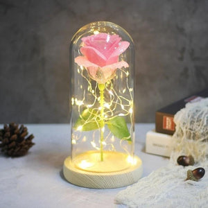 Shimmering Glitter Enchanted Rose LED Glass Display (10 Variants)