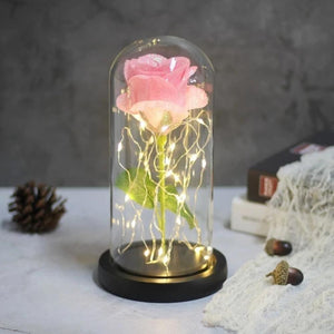 Shimmering Glitter Enchanted Rose LED Glass Display (10 Variants)