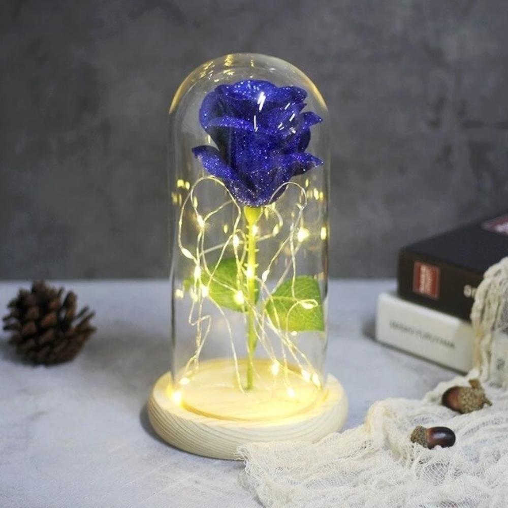 Shimmering Glitter Enchanted Rose LED Glass Display (10 Variants)