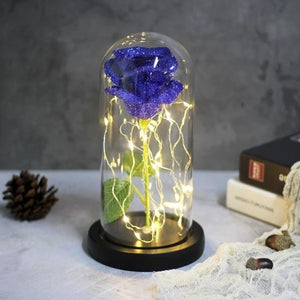 Shimmering Glitter Enchanted Rose LED Glass Display (10 Variants)