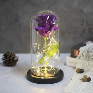 Shimmering Glitter Enchanted Rose LED Glass Display (10 Variants)