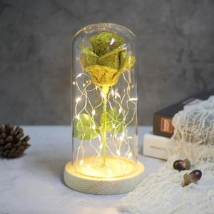 Shimmering Glitter Enchanted Rose LED Glass Display (10 Variants)