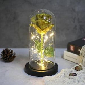Shimmering Glitter Enchanted Rose LED Glass Display (10 Variants)