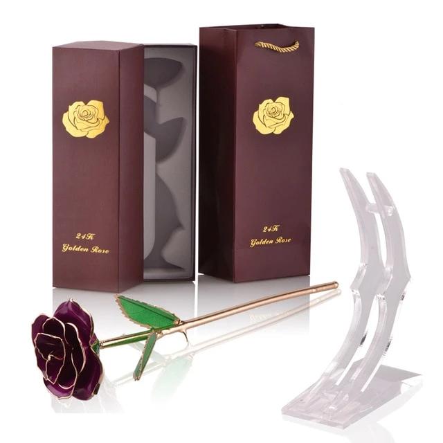 Preserved 24k Gold Long Stem Immortal Rose (16 Colors)