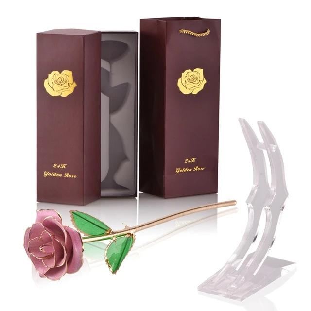 Preserved 24k Gold Long Stem Immortal Rose (16 Colors)