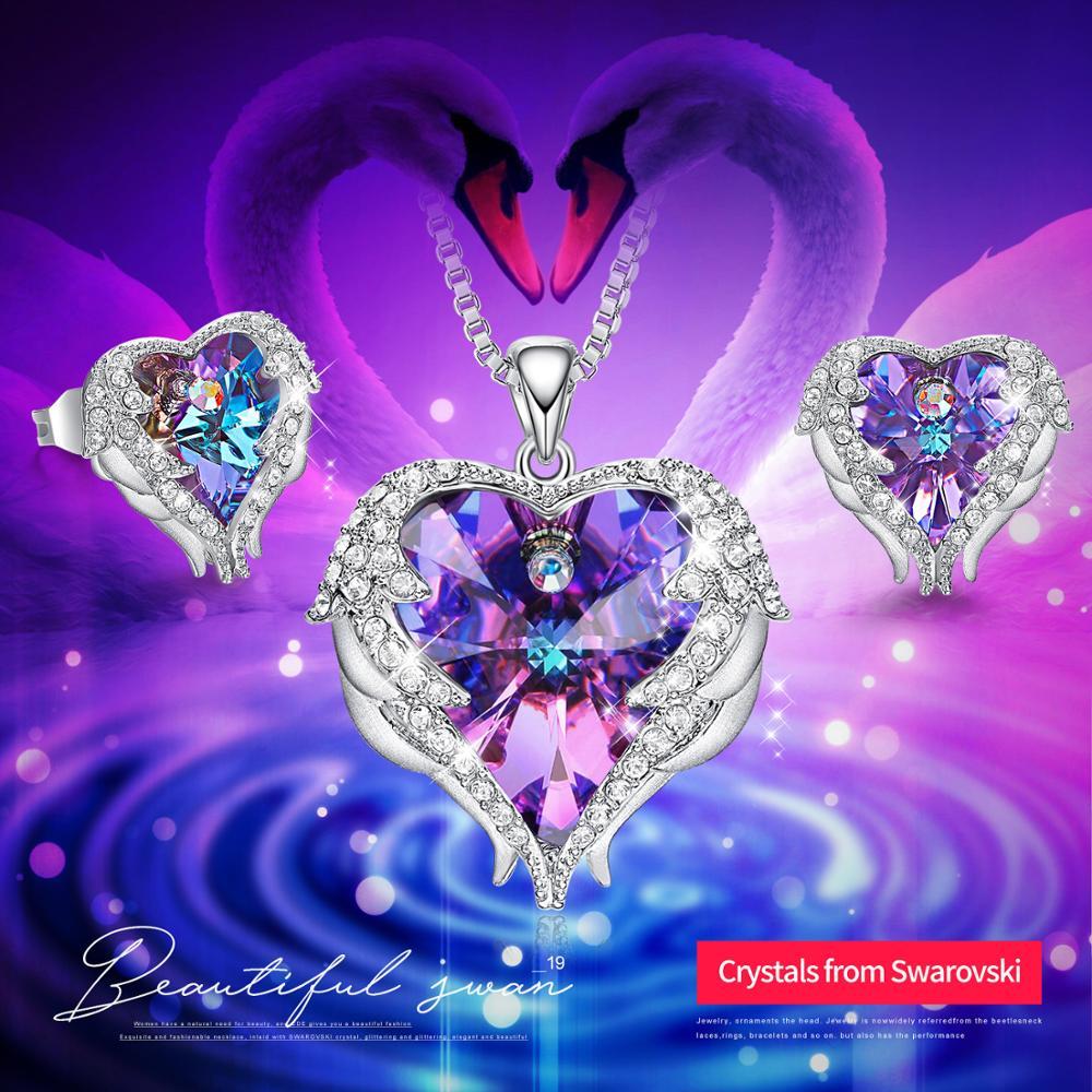 Swarovski® Crystal Angel Heart Pendant Necklace & Earrings Set (5 Styles)