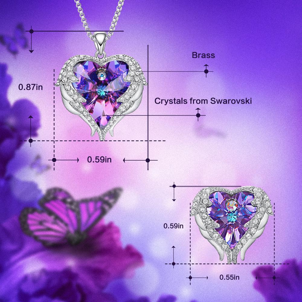 Swarovski® Crystal Angel Heart Pendant Necklace & Earrings Set (5 Styles)