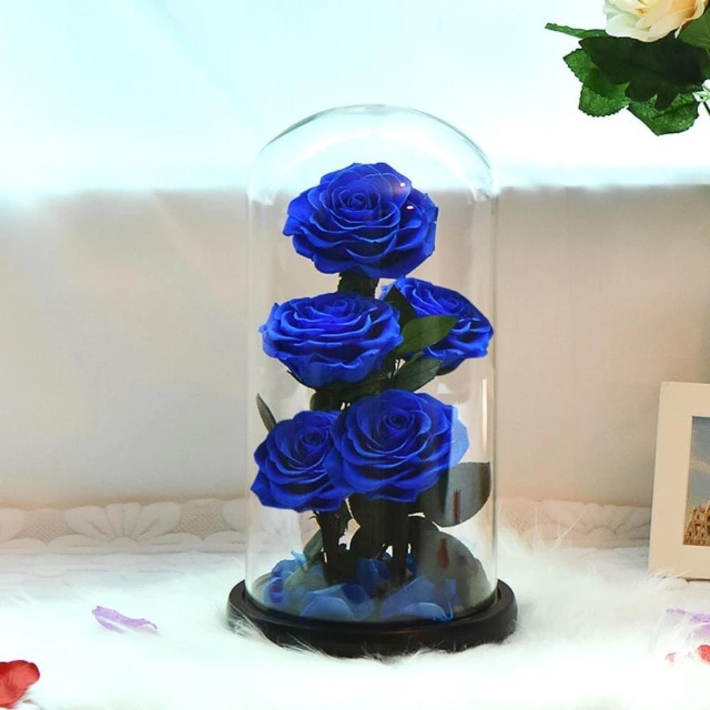 Mini Bouquet Immortal Enchanted Preserved Rose Glass Display