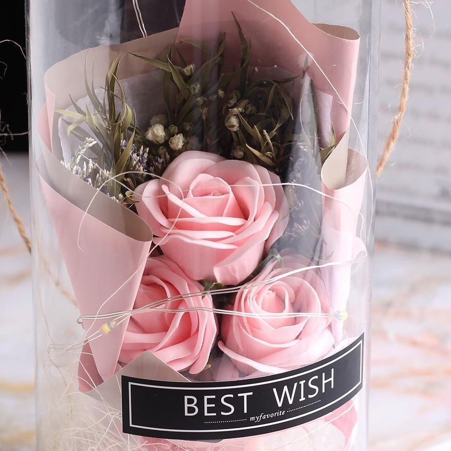Mini Mason Jar Bouquet Enchanted Rose LED Display (3 Colors)