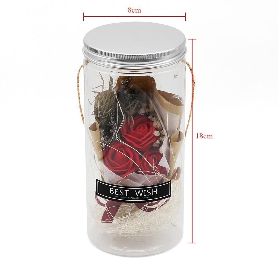 Mini Mason Jar Bouquet Enchanted Rose LED Display (3 Colors)