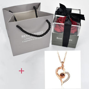 "I Love You" Forever 100 Language Micro Projection Necklace With Optional Rose Box
