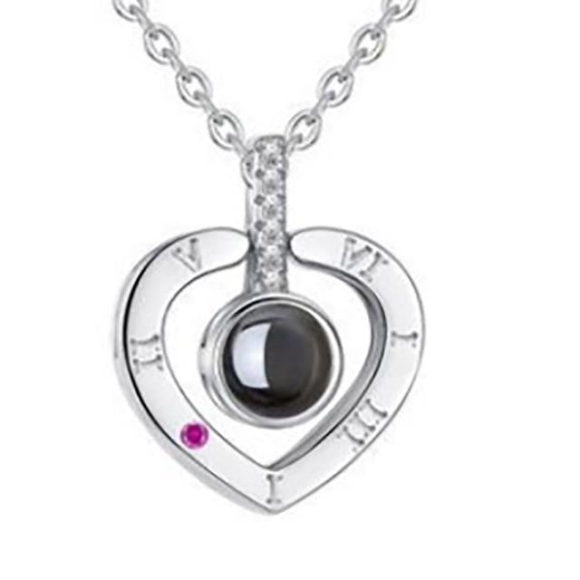 "I Love You" Forever 100 Language Micro Projection Necklace With Optional Rose Box