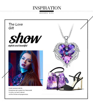 Swarovski® Crystal Angel Heart Pendant Necklace (9 Styles)