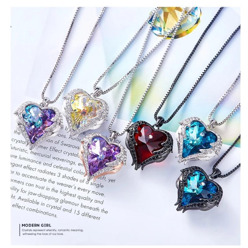 Swarovski® Crystal Angel Heart Pendant Necklace (9 Styles)