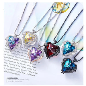 Swarovski® Crystal Angel Heart Pendant Necklace (9 Styles)