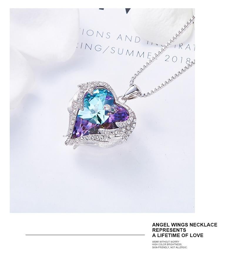 Swarovski® Crystal Angel Heart Pendant Necklace (9 Styles)