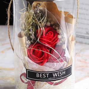 Mini Mason Jar Bouquet Enchanted Rose LED Display (3 Colors)