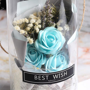 Mini Mason Jar Bouquet Enchanted Rose LED Display (3 Colors)